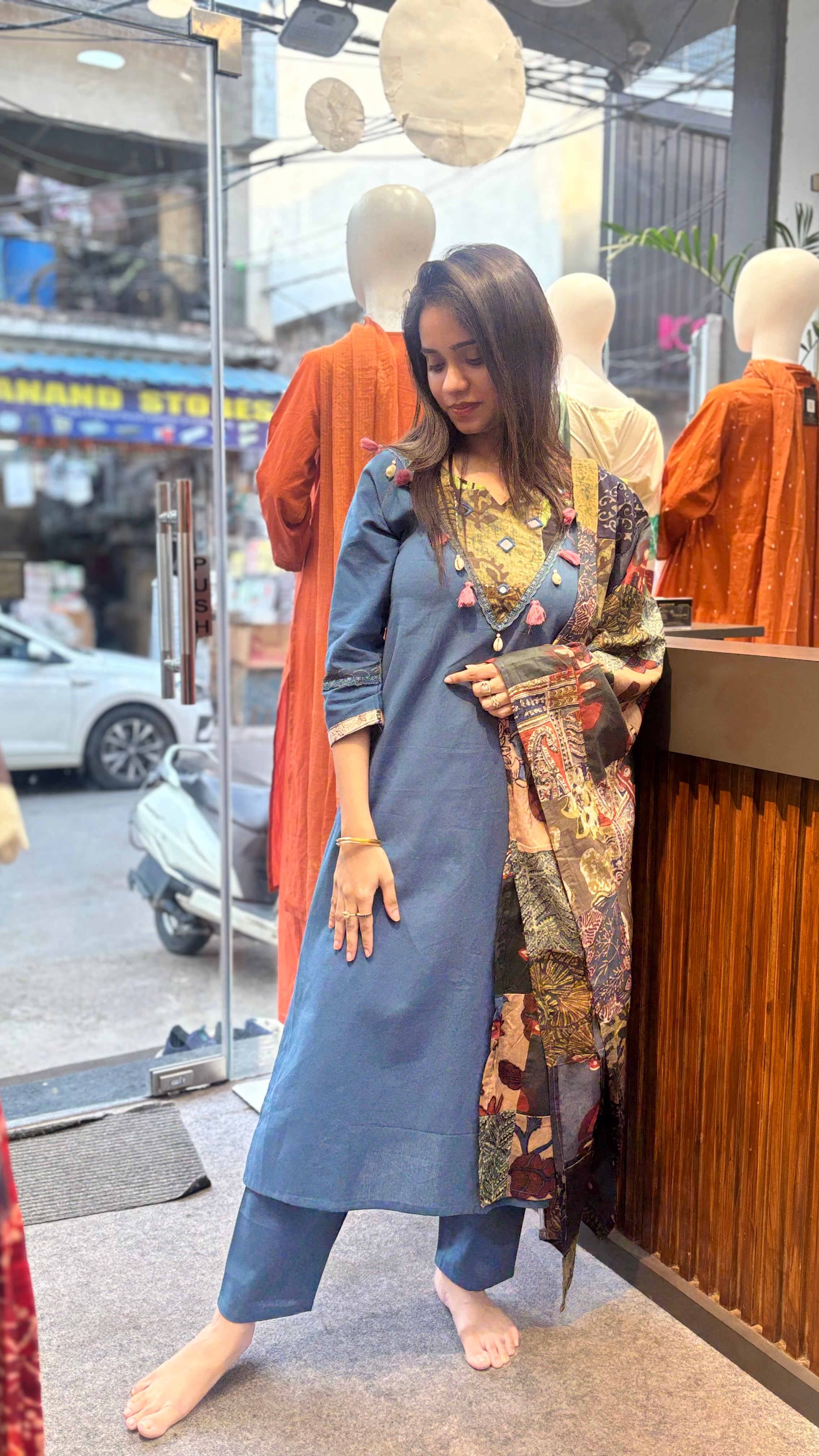 Ajrak linen suit set